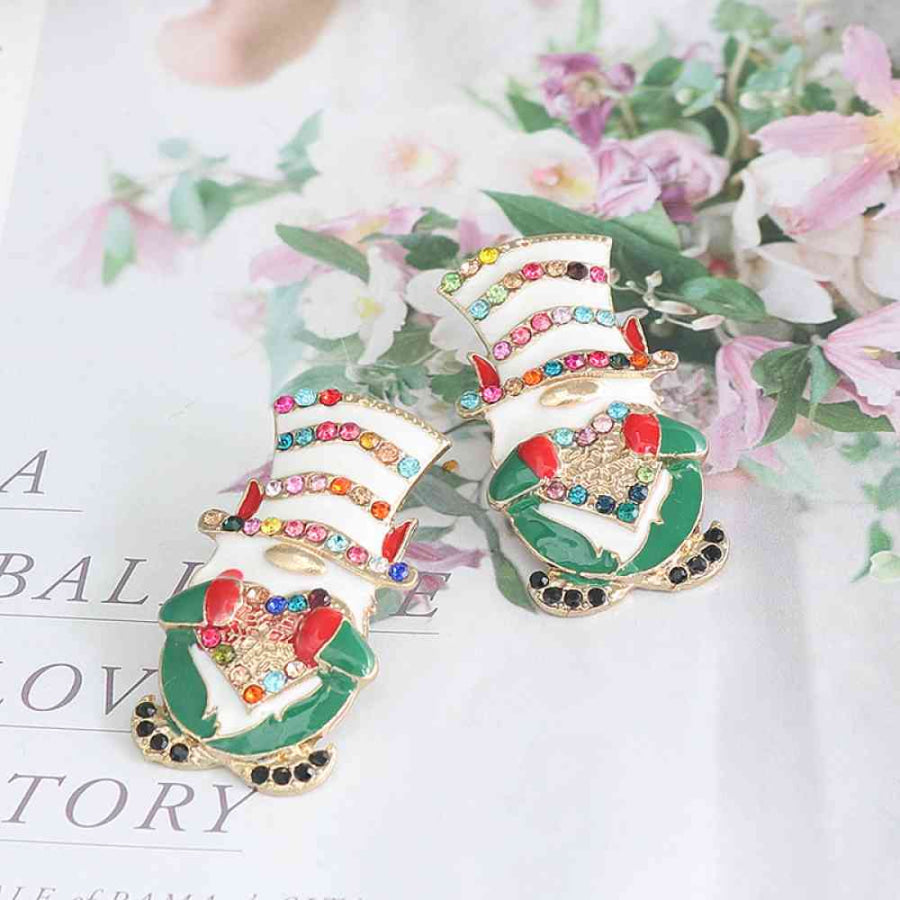 Rhinestone Alloy Santa Earrings Multicolor / One Size
