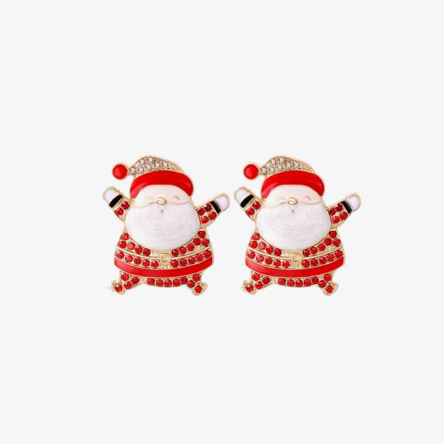 Rhinestone Alloy Santa Earrings Red / One Size
