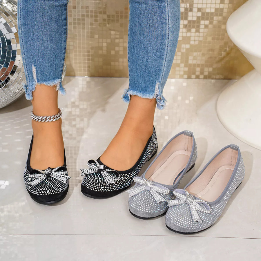 Rhinestone Bow Accent Slip-Ons Apparel and Accessories