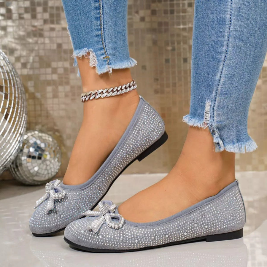 Rhinestone Bow Accent Slip-Ons Apparel and Accessories