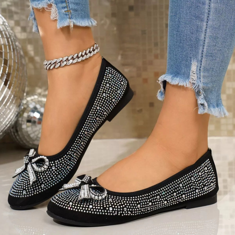 Rhinestone Bow Accent Slip-Ons Apparel and Accessories