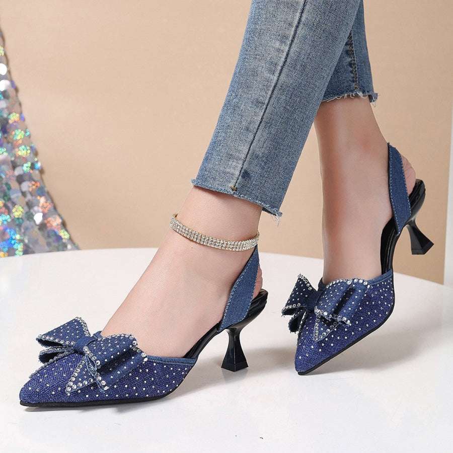 Rhinestone Bowknot Slingback Pumps Apparel and Accessories
