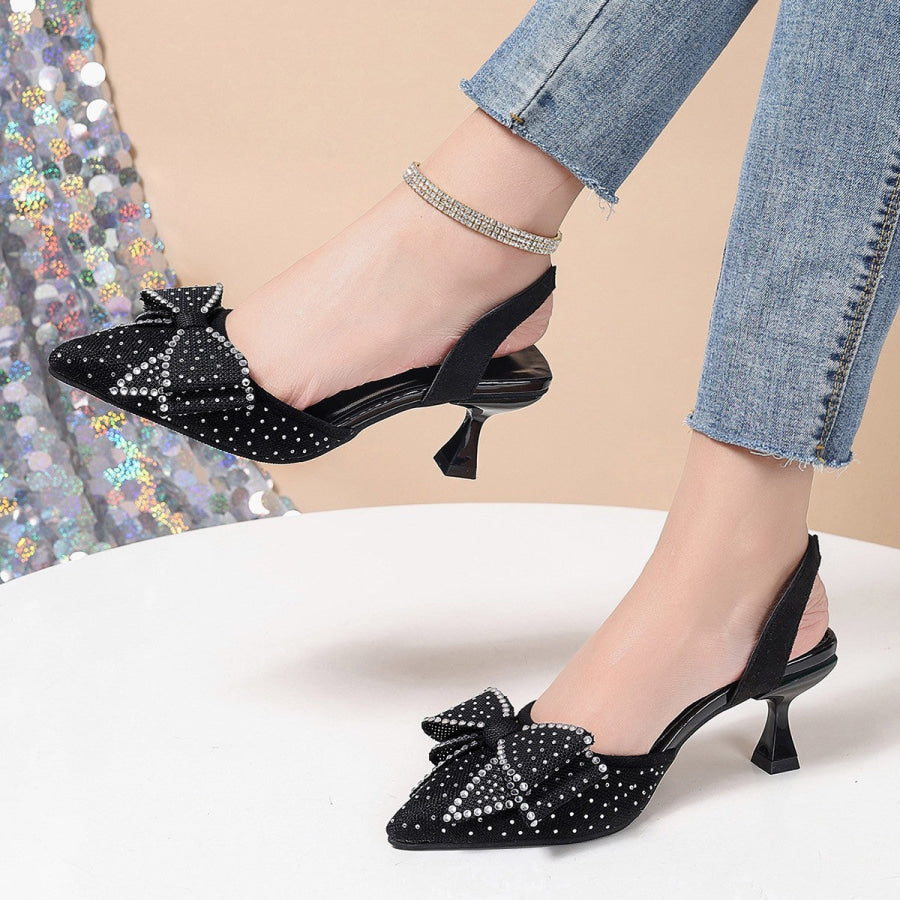 Rhinestone Bowknot Slingback Pumps Apparel and Accessories