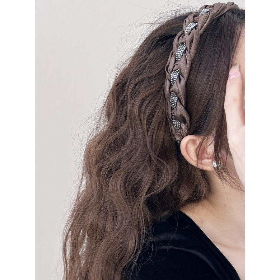 Rhinestone Braided Wide Headband Apparel and Accessories