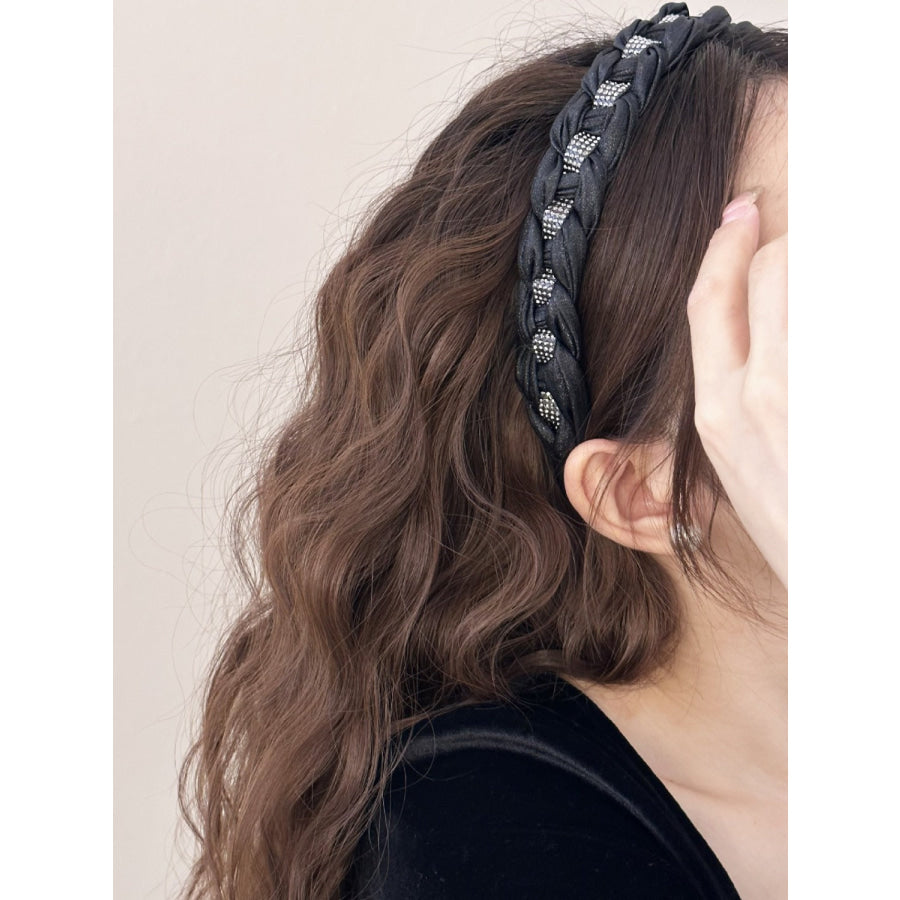 Rhinestone Braided Wide Headband Apparel and Accessories