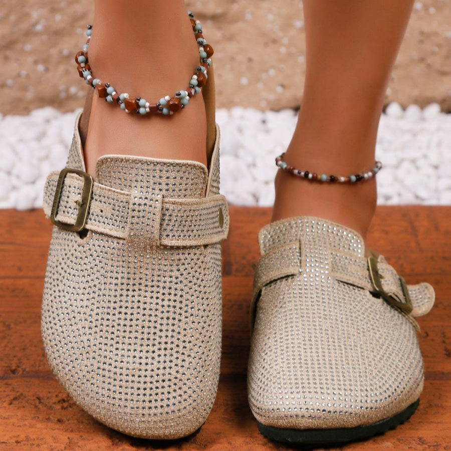 Rhinestone Buckle Accent Slip-Ons Apparel and Accessories