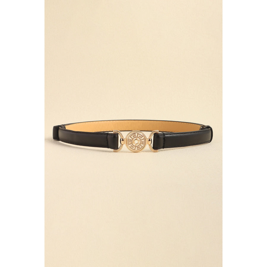 Rhinestone Decor PU Leather Belt Black / One Size