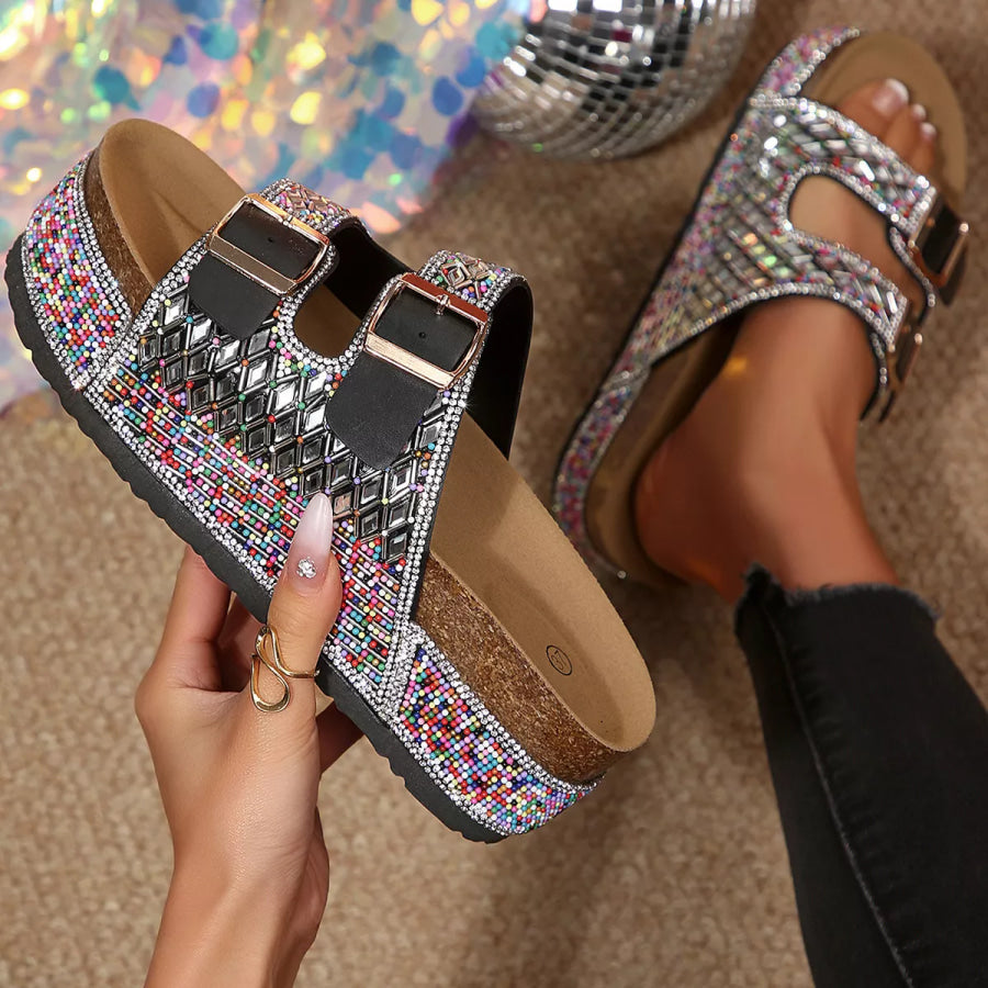 Rhinestone Double Buckle Sandals Apparel and Accessories