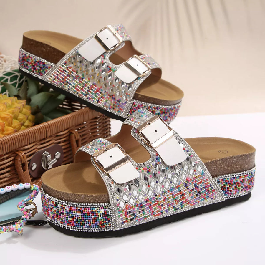 Rhinestone Double Buckle Sandals Apparel and Accessories
