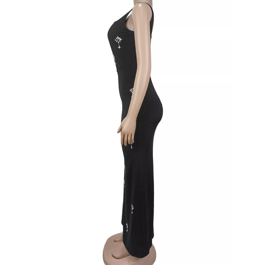Rhinestone Embellished Bodycon Maxi Dress Apparel and Accessories
