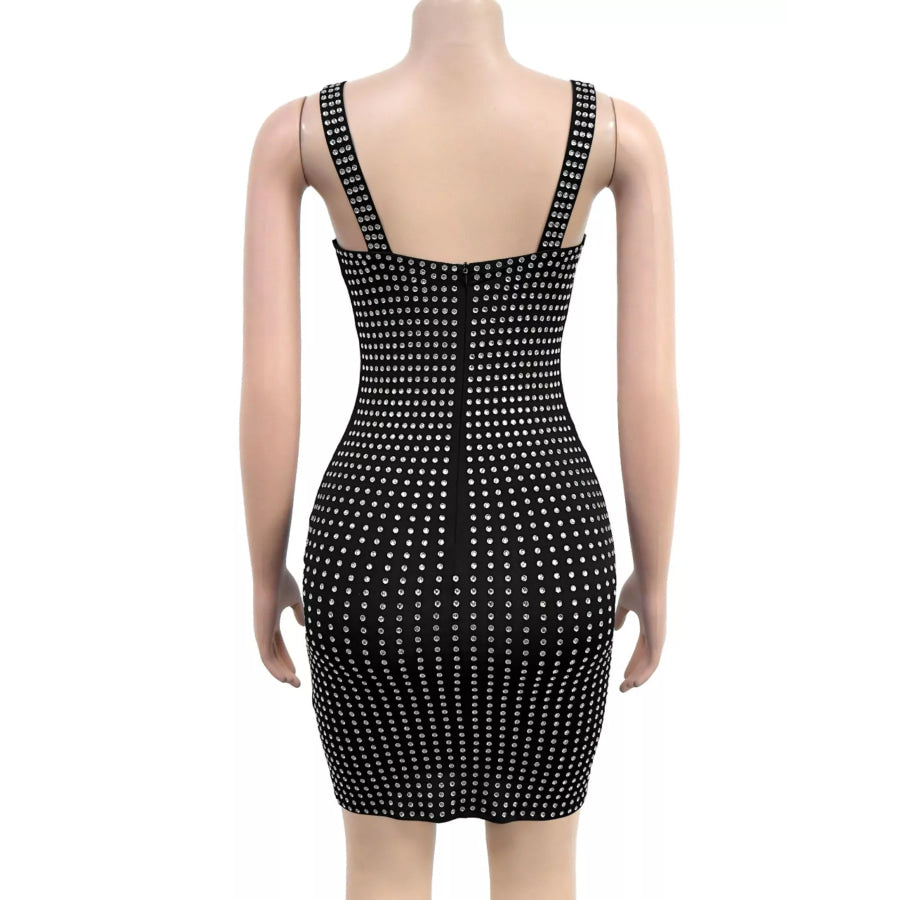 Rhinestone Embellished Bodycon Mini Dress Apparel and Accessories