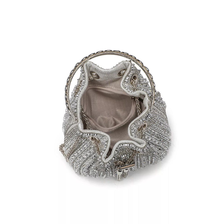 Rhinestone Embellished Bucket Crossbody Bag Apparel and Accessories