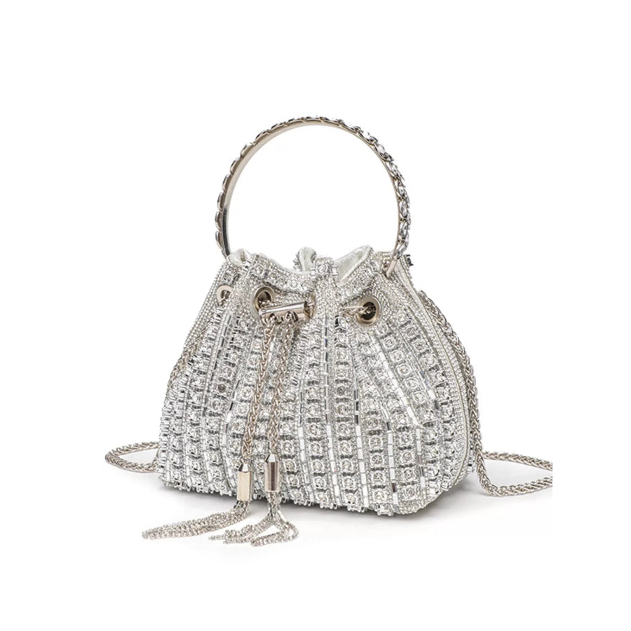 Rhinestone Embellished Bucket Crossbody Bag Apparel and Accessories