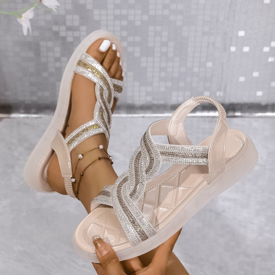 Rhinestone Embellished Flat Sandals Apparel and Accessories