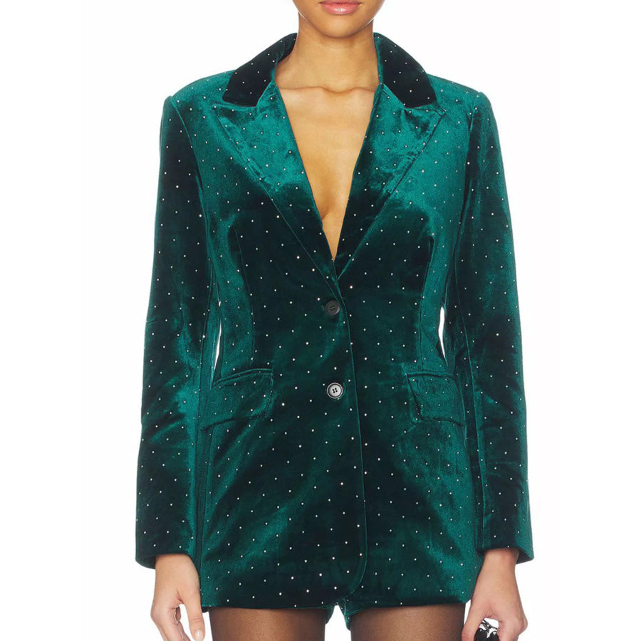 Rhinestone Embellished Single-Breasted Blazer