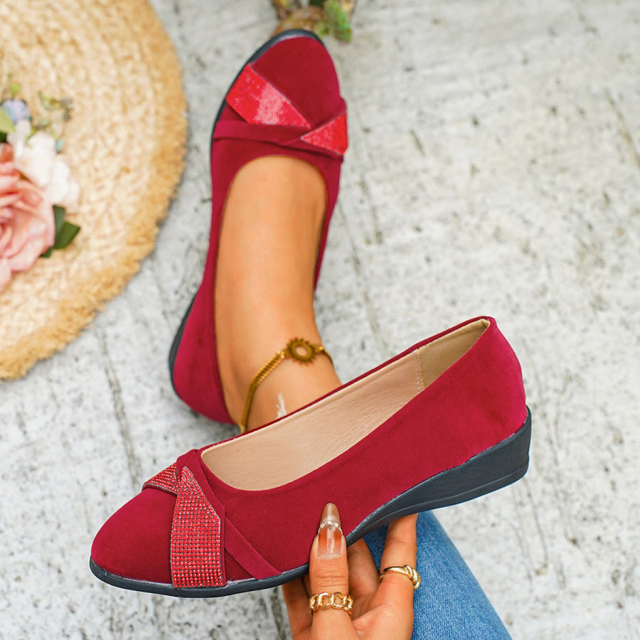 Rhinestone Embellished Wedge Slip-Ons Apparel and Accessories