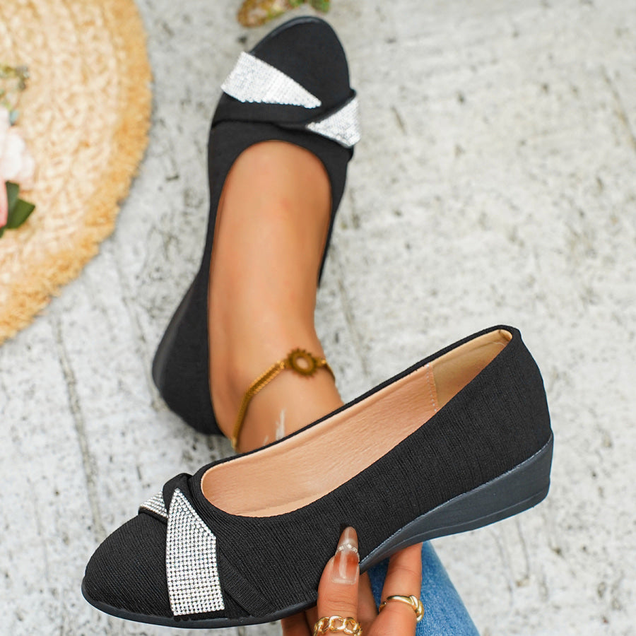 Rhinestone Embellished Wedge Slip-Ons Apparel and Accessories