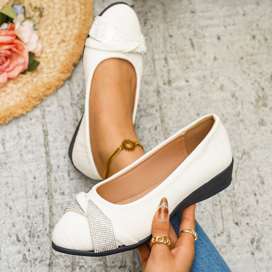 Rhinestone Embellished Wedge Slip-Ons Apparel and Accessories
