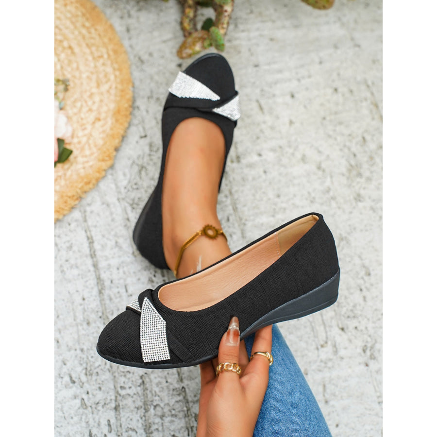 Rhinestone Embellished Wedge Slip-Ons Apparel and Accessories