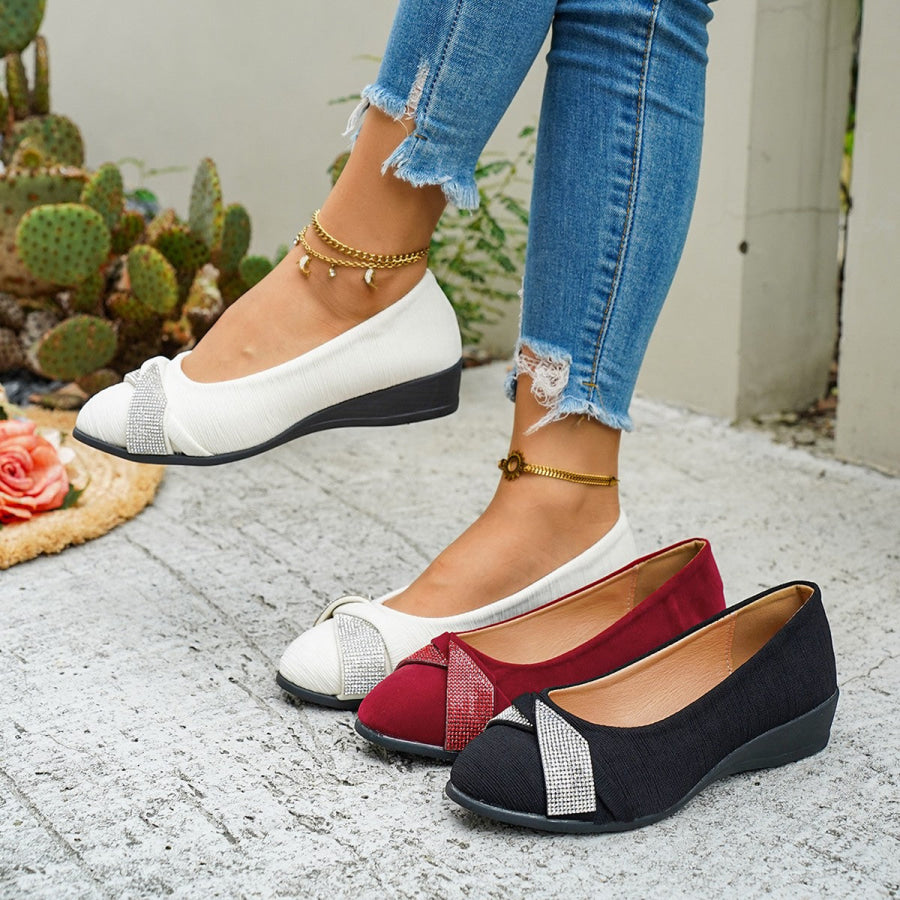 Rhinestone Embellished Wedge Slip-Ons Apparel and Accessories