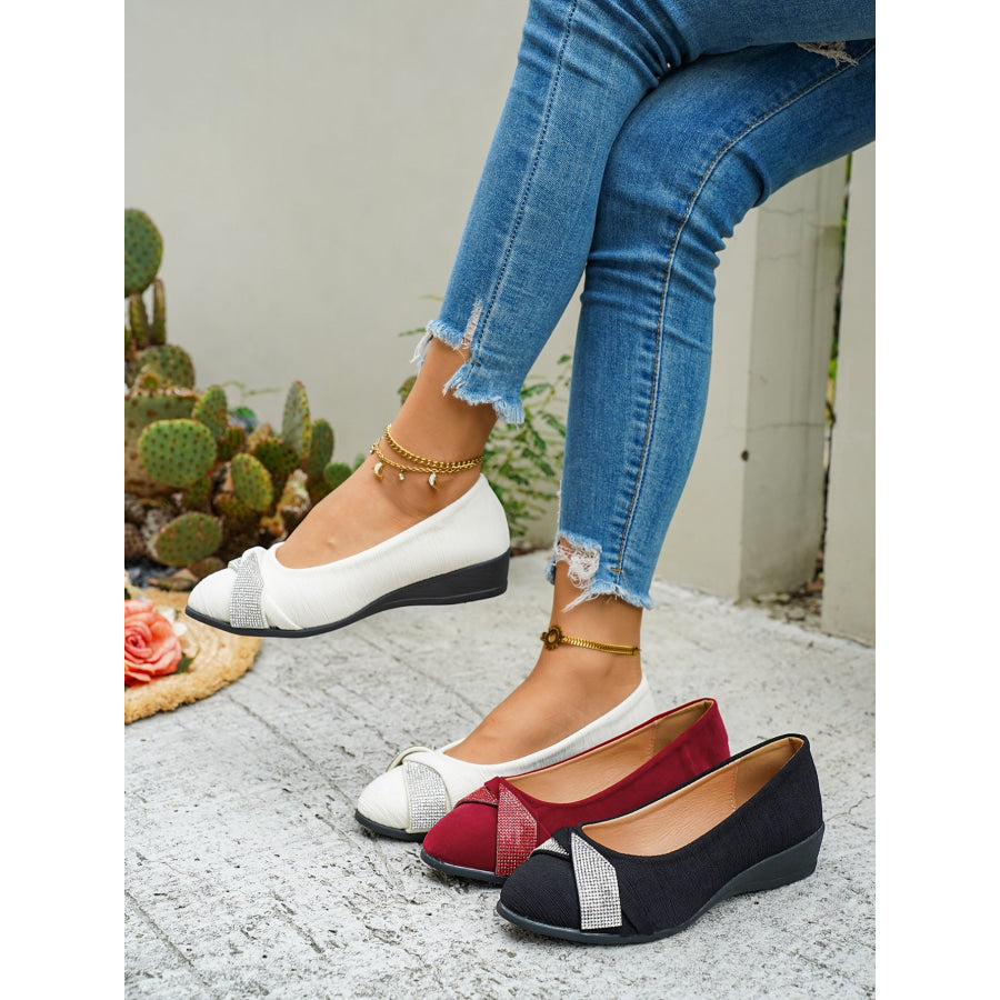 Rhinestone Embellished Wedge Slip-Ons Apparel and Accessories