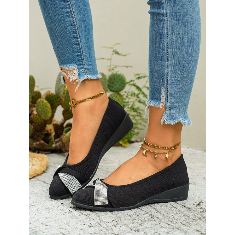 Rhinestone Embellished Wedge Slip-Ons Apparel and Accessories