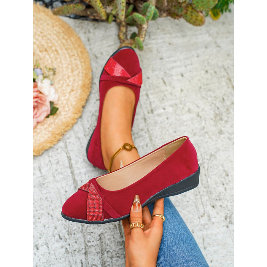 Rhinestone Embellished Wedge Slip-Ons Apparel and Accessories