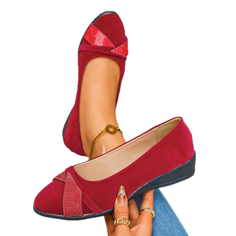 Rhinestone Embellished Wedge Slip-Ons Apparel and Accessories