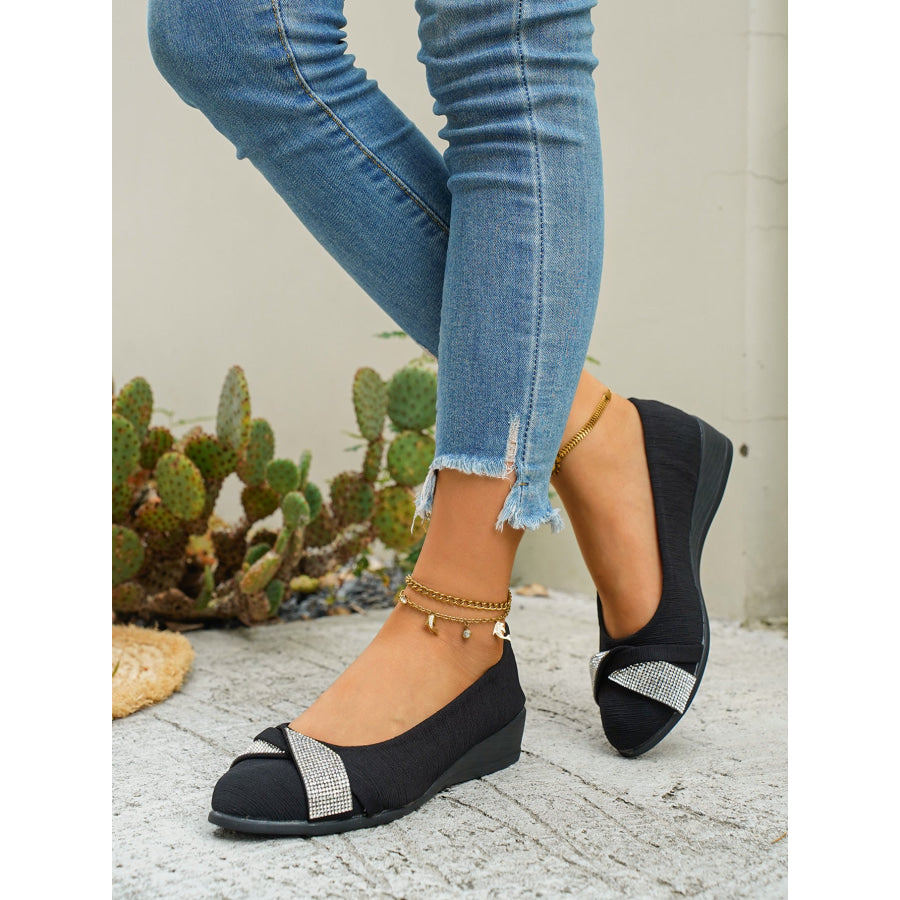 Rhinestone Embellished Wedge Slip-Ons Apparel and Accessories