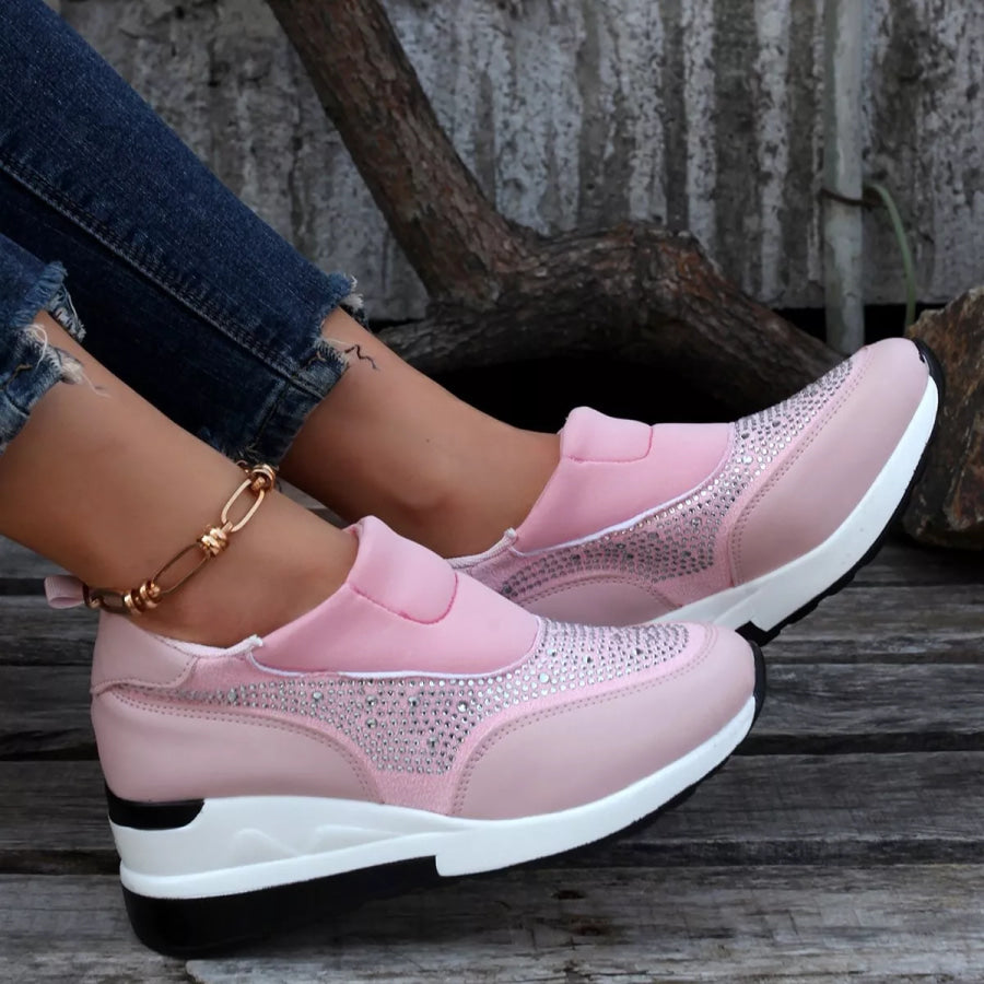 Rhinestone Embellished Wedge Sneakers Apparel and Accessories