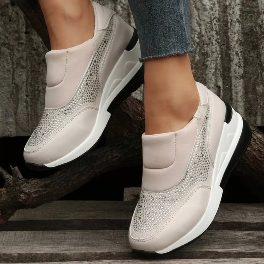 Rhinestone Embellished Wedge Sneakers Apparel and Accessories