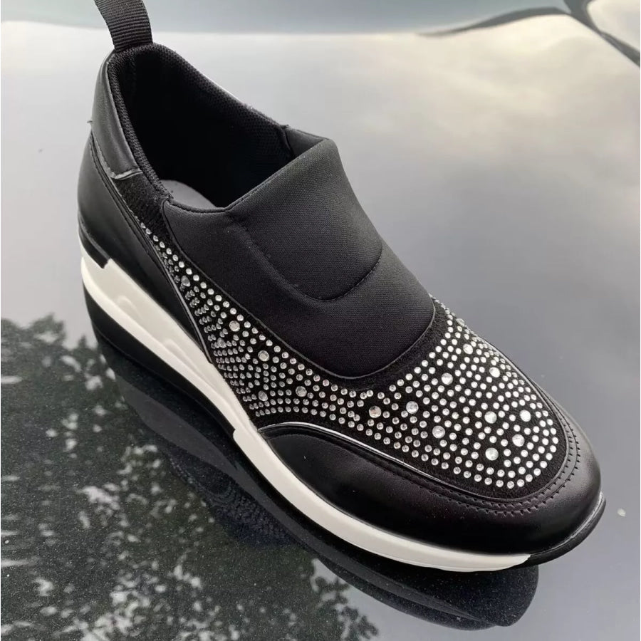 Rhinestone Embellished Wedge Sneakers Apparel and Accessories