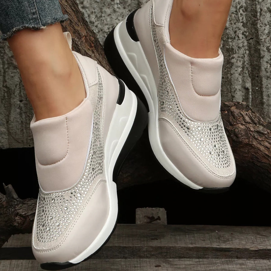 Rhinestone Embellished Wedge Sneakers Apparel and Accessories