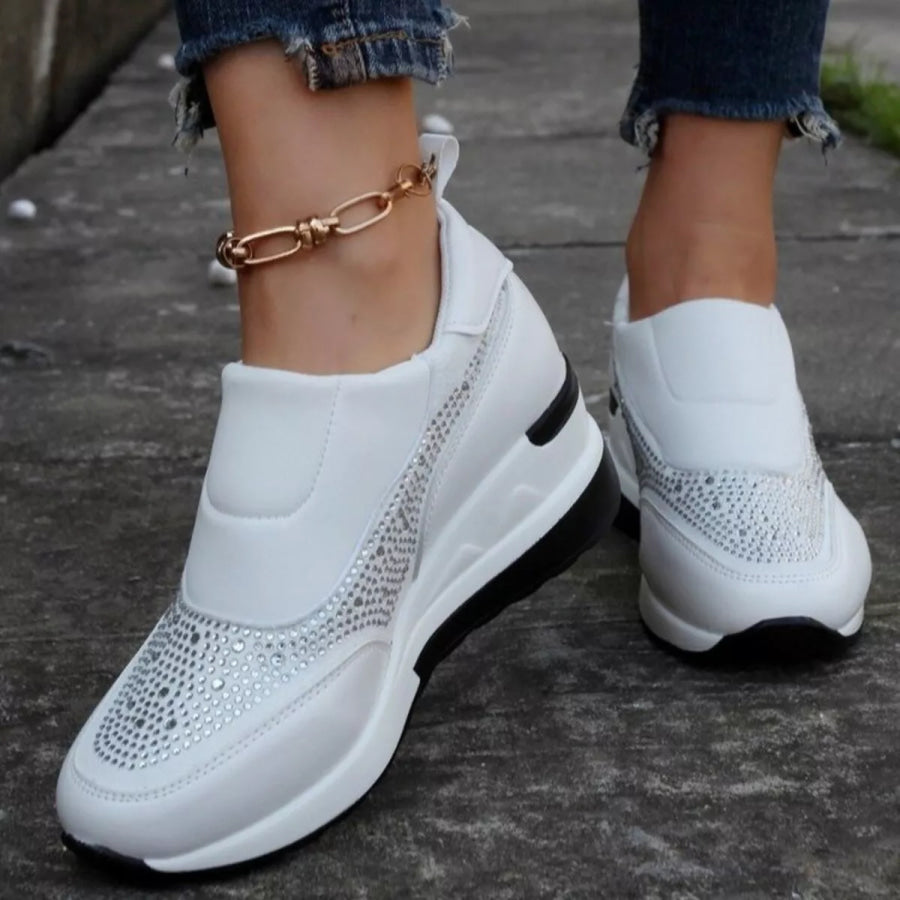 Rhinestone Embellished Wedge Sneakers Apparel and Accessories