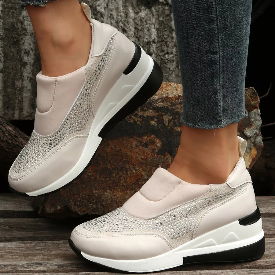 Rhinestone Embellished Wedge Sneakers Apparel and Accessories