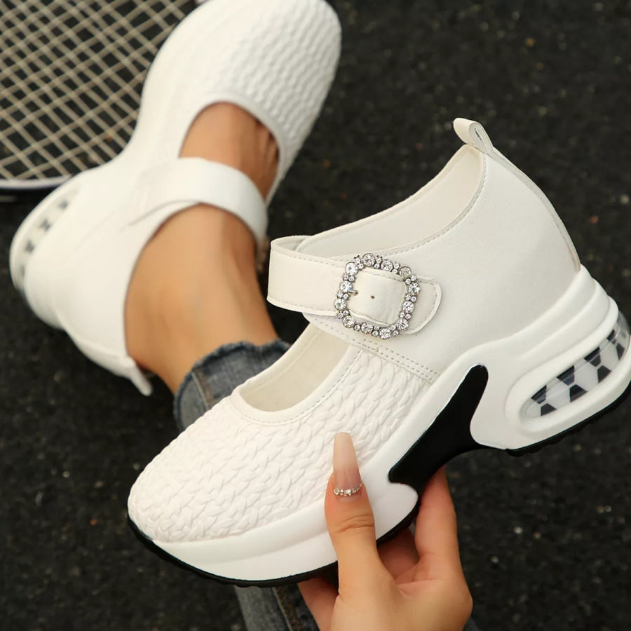Rhinestone Embellished Woven Shoes Apparel and Accessories