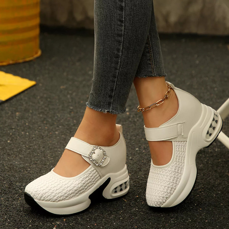 Rhinestone Embellished Woven Shoes White / 35 Apparel and Accessories
