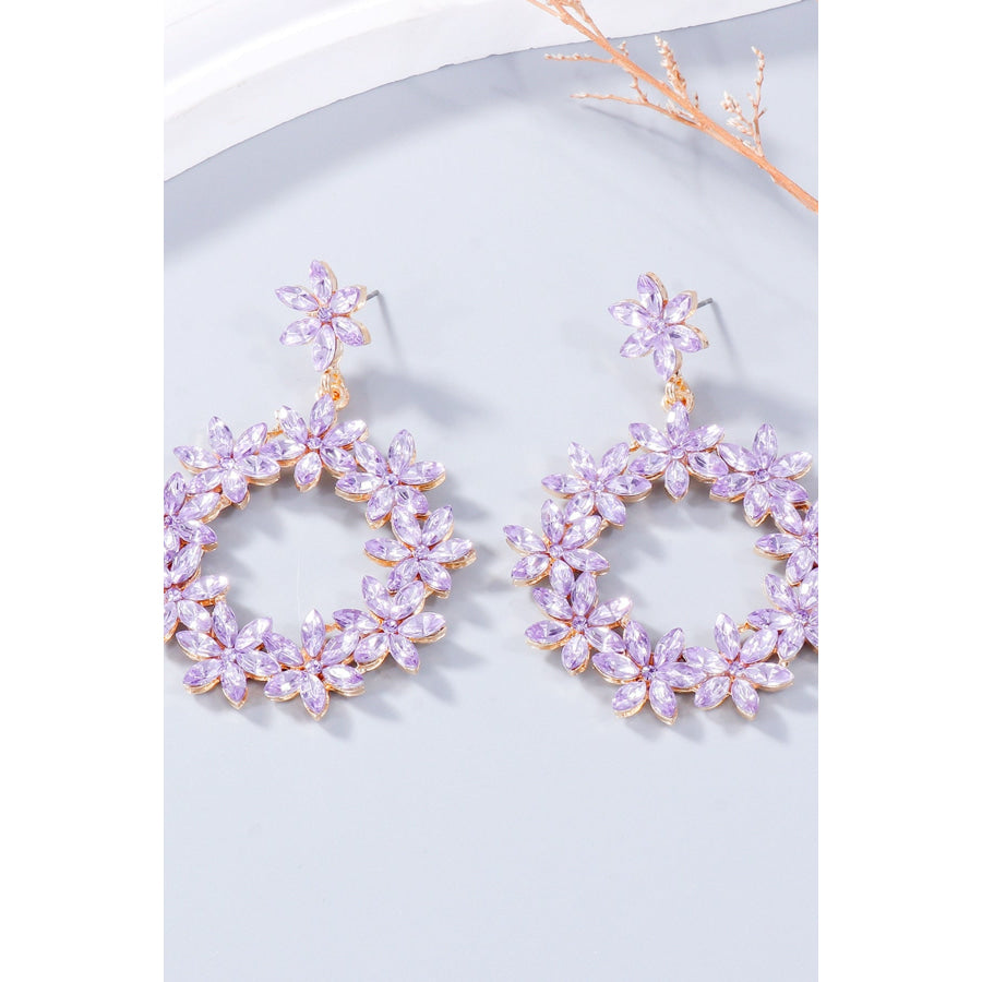 Rhinestone Flower Dangle Earrings Apparel and Accessories