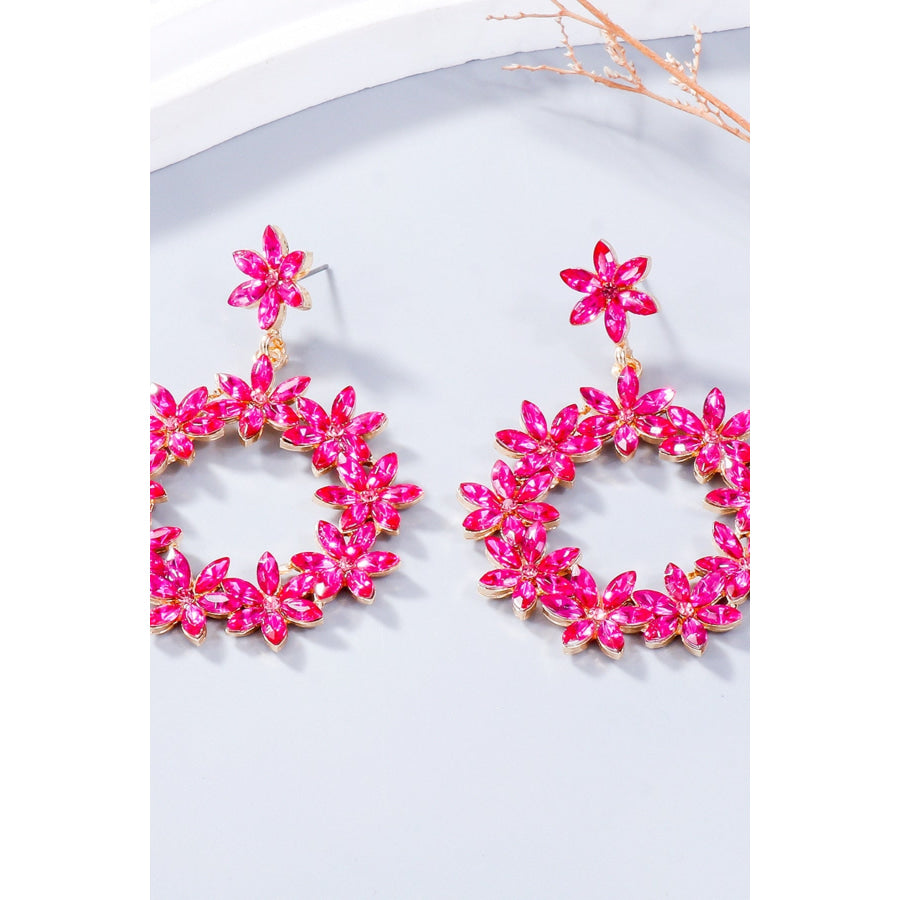 Rhinestone Flower Dangle Earrings Apparel and Accessories