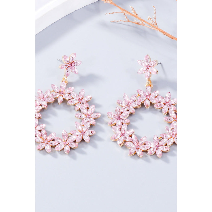 Rhinestone Flower Dangle Earrings Apparel and Accessories