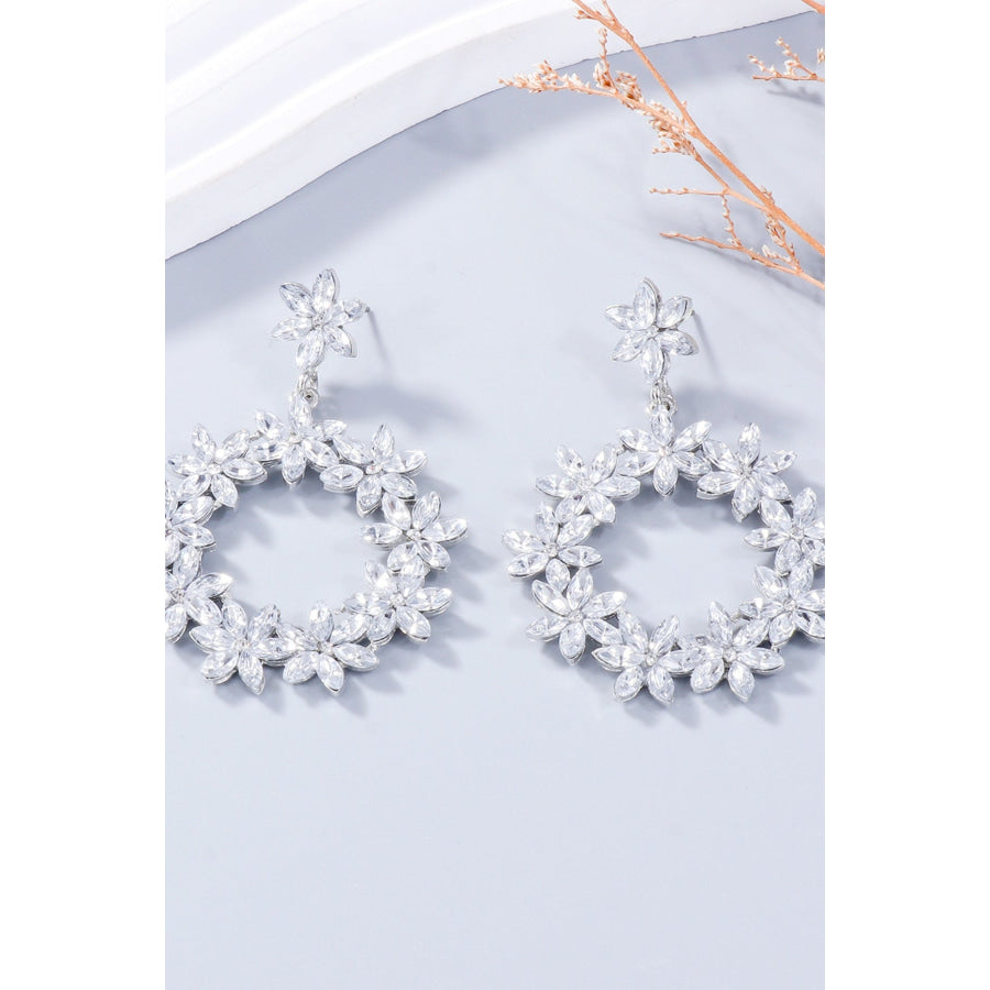 Rhinestone Flower Dangle Earrings Apparel and Accessories