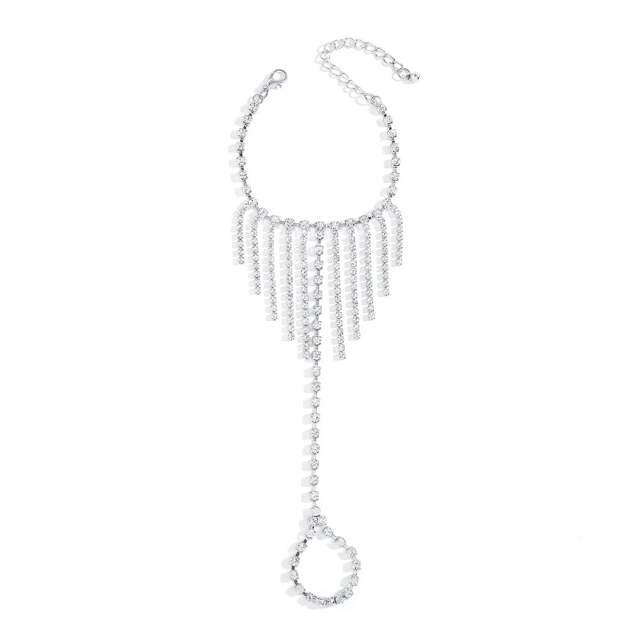 Rhinestone Fringe Hand Chain Bracelet Apparel and Accessories