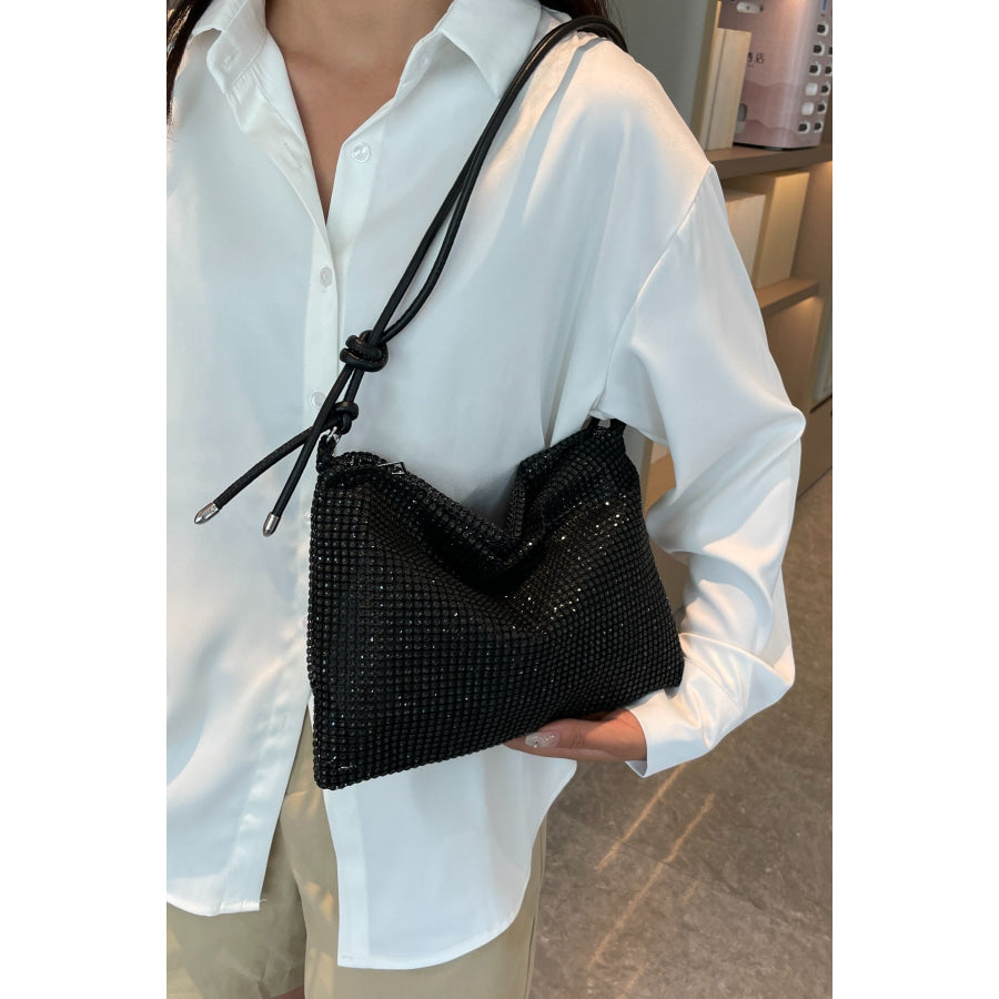 Rhinestone Knotted Strap Crossbody Bag Apparel and Accessories