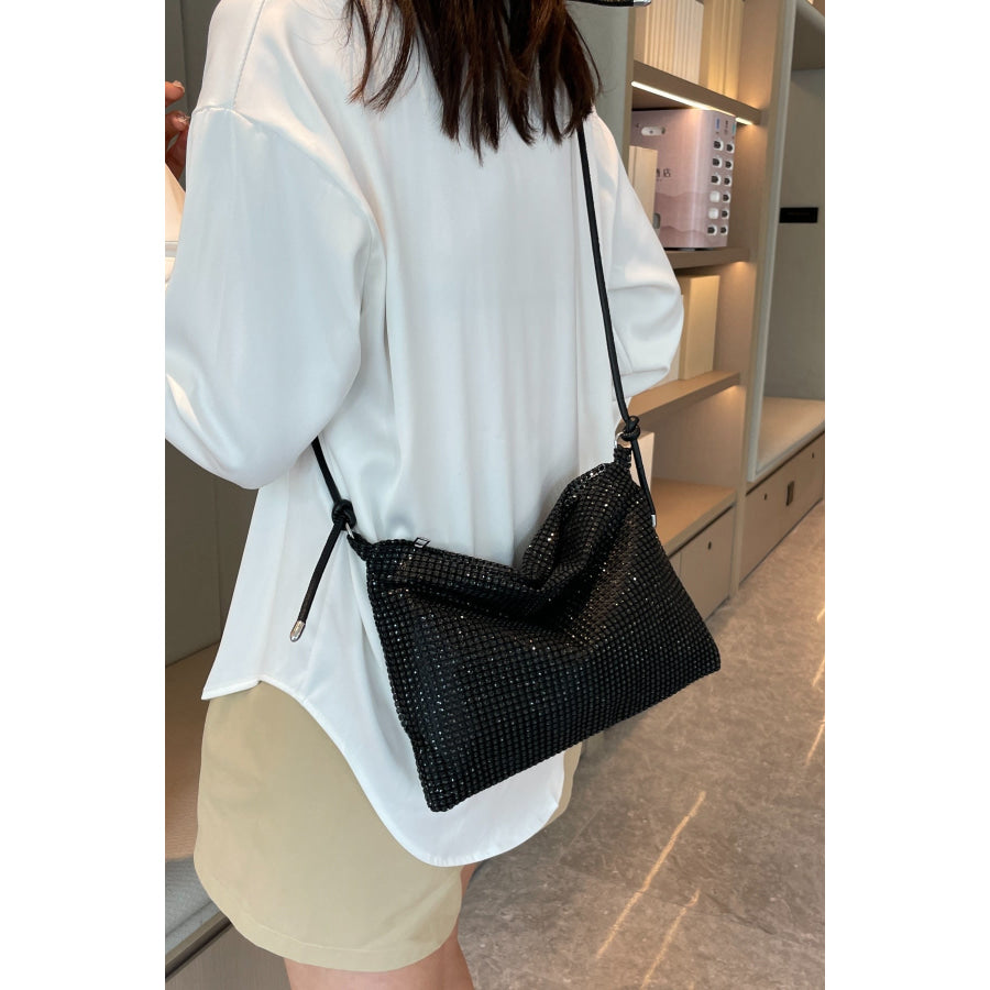 Rhinestone Knotted Strap Crossbody Bag Apparel and Accessories