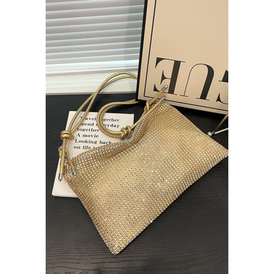 Rhinestone Knotted Strap Crossbody Bag Apparel and Accessories