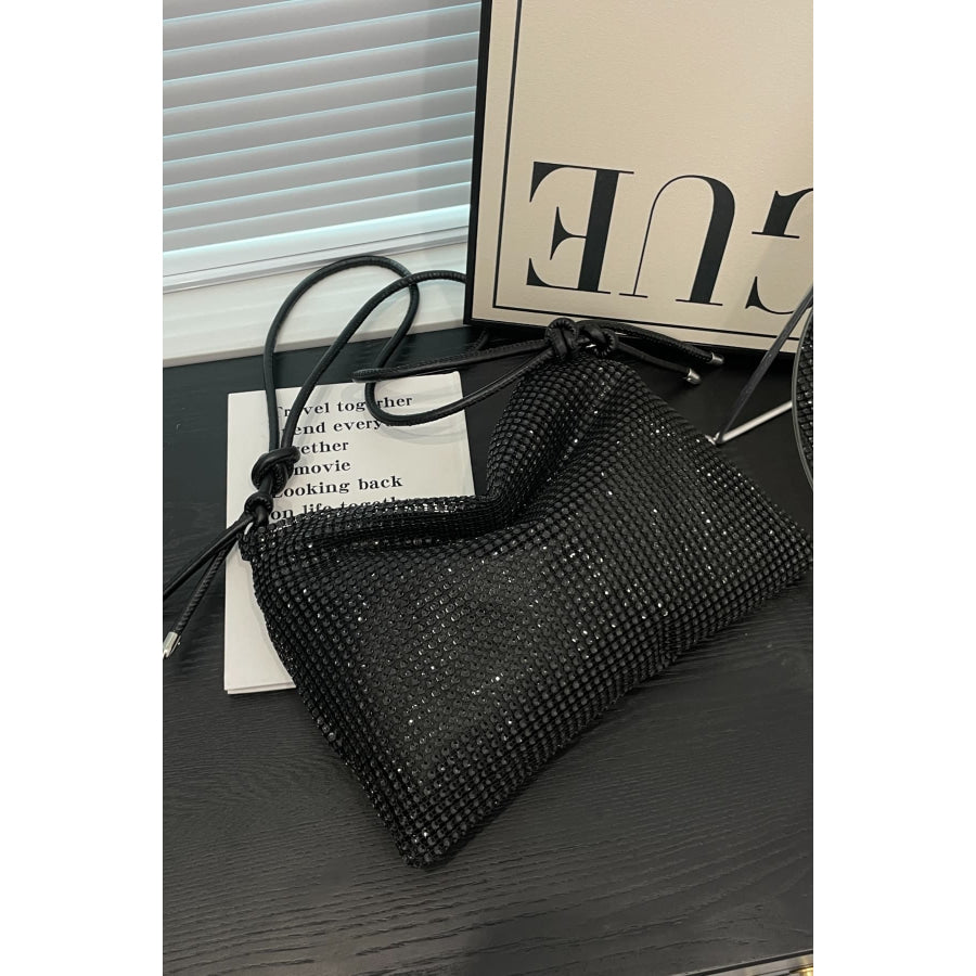 Rhinestone Knotted Strap Crossbody Bag Apparel and Accessories