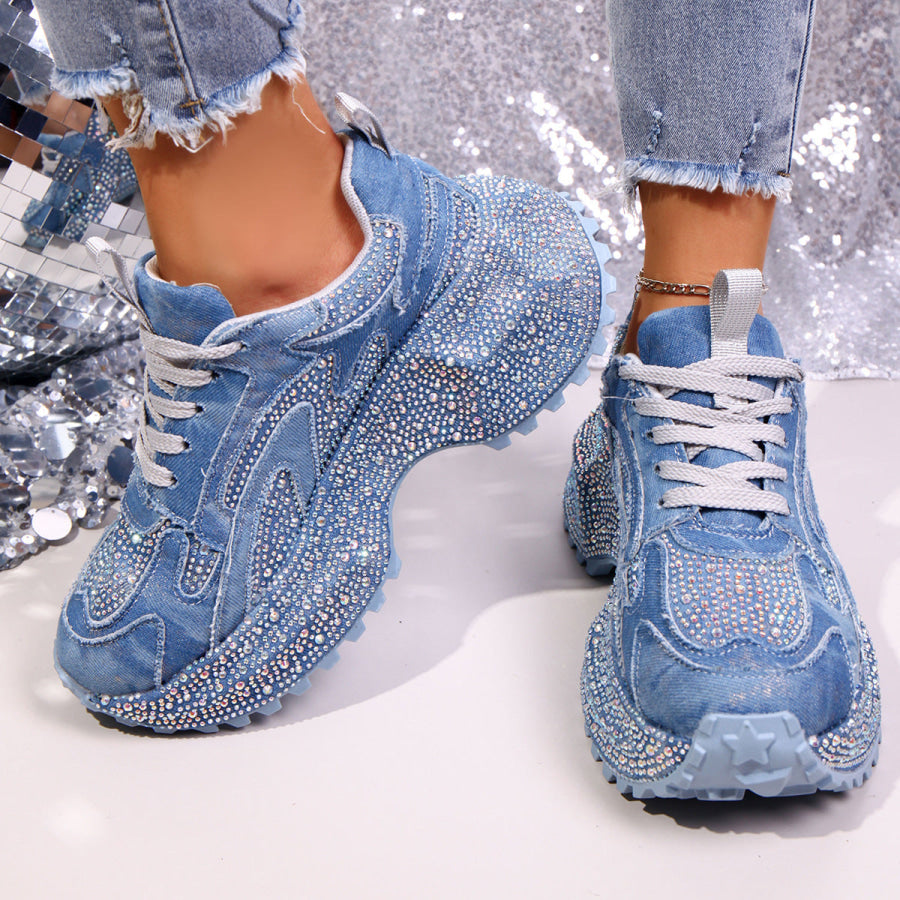 Rhinestone Lace Up Sneaker Apparel and Accessories