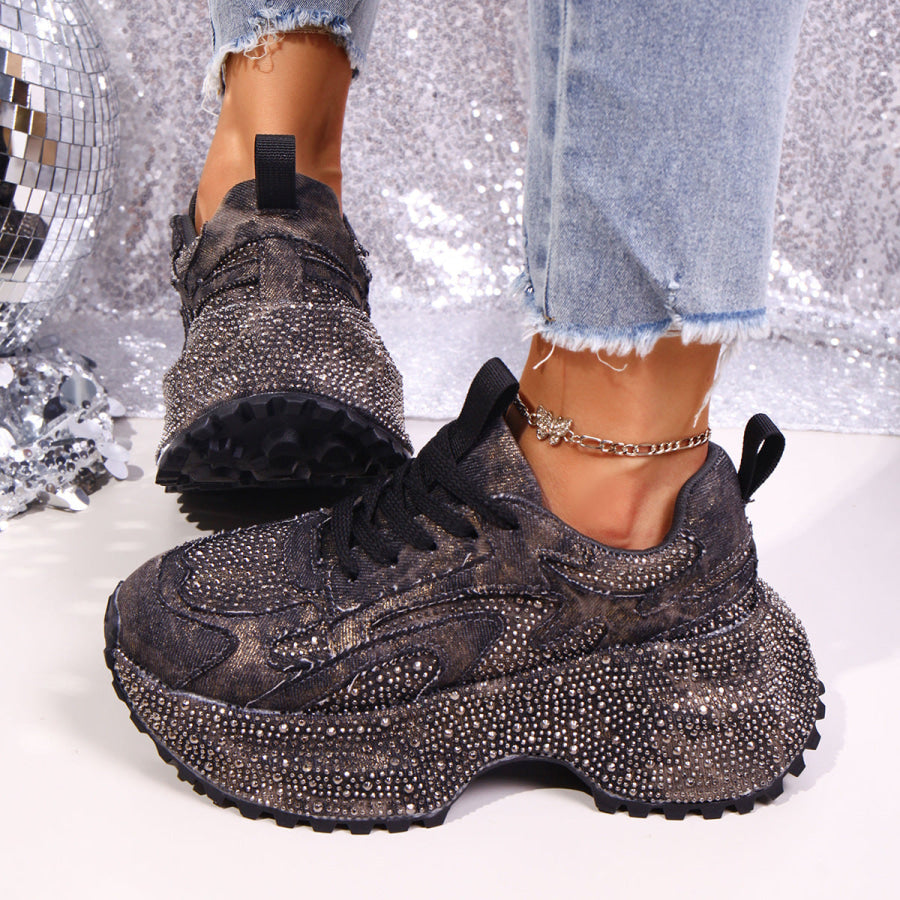 Rhinestone Lace Up Sneaker Apparel and Accessories