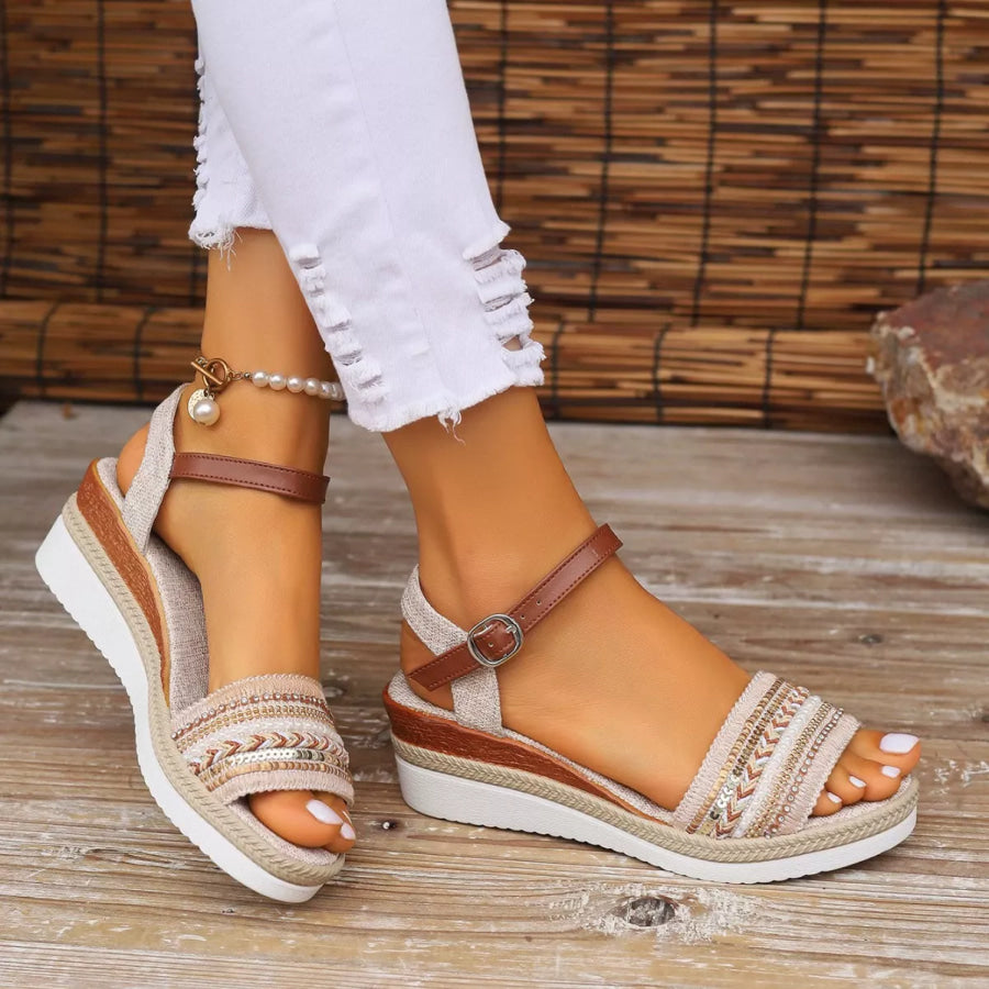 Rhinestone Open Toe Wedge Sandals Apparel and Accessories