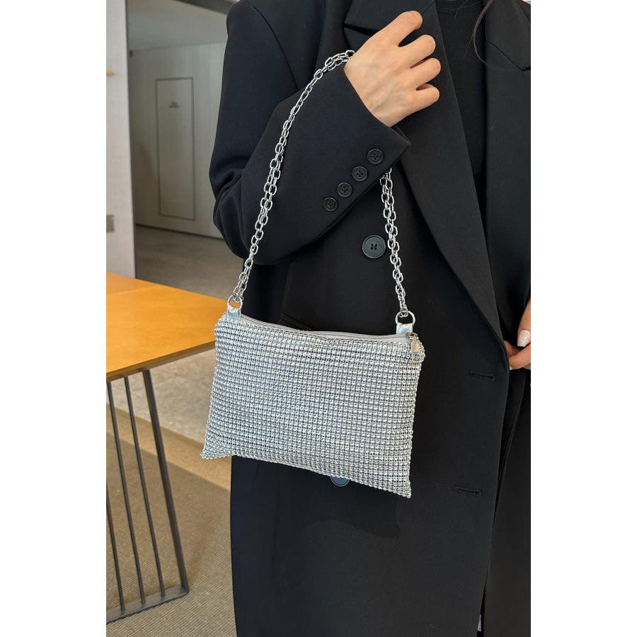 Rhinestone Polyester Chain Crossbody Bag Apparel and Accessories